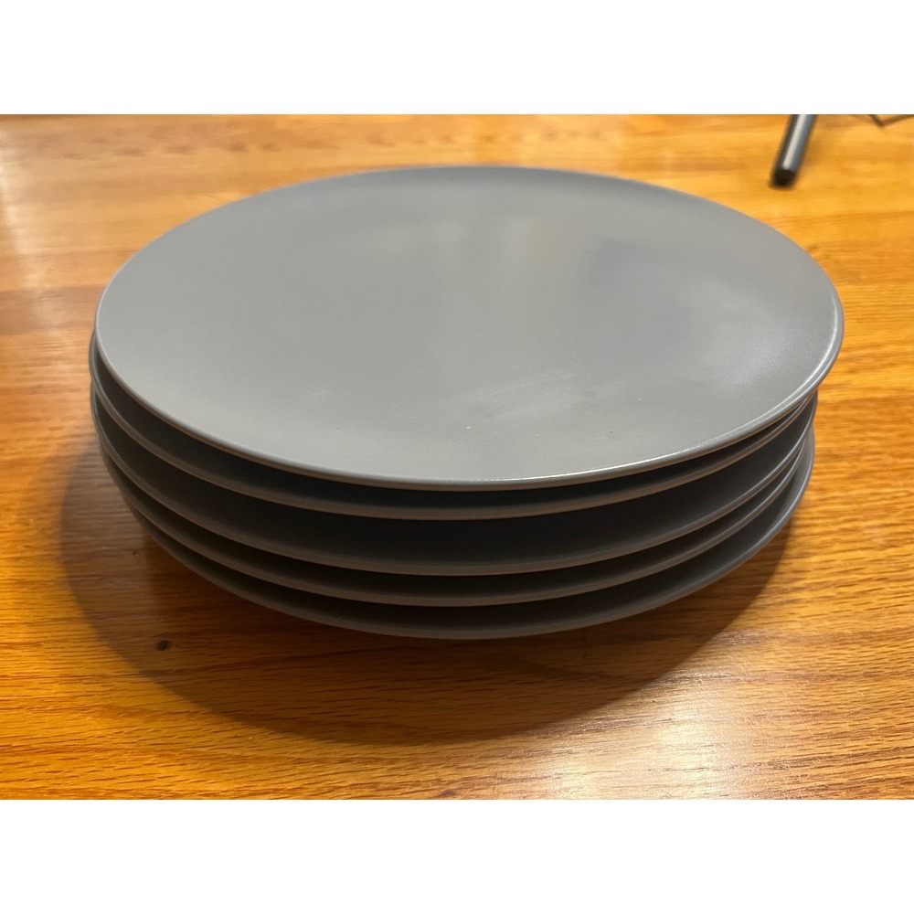 IKEA Dinner Plates Set of 5 Gray Round Dishes Modern Minimalist Style